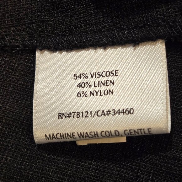 Eileen Fisher Open Cardigan Womens Large Italian Fabric Linen Blend Black EUC - Picture 7 of 9